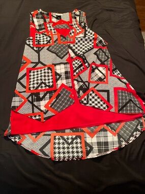 Antilia Femme Red, Black & White Geometric Tank Top